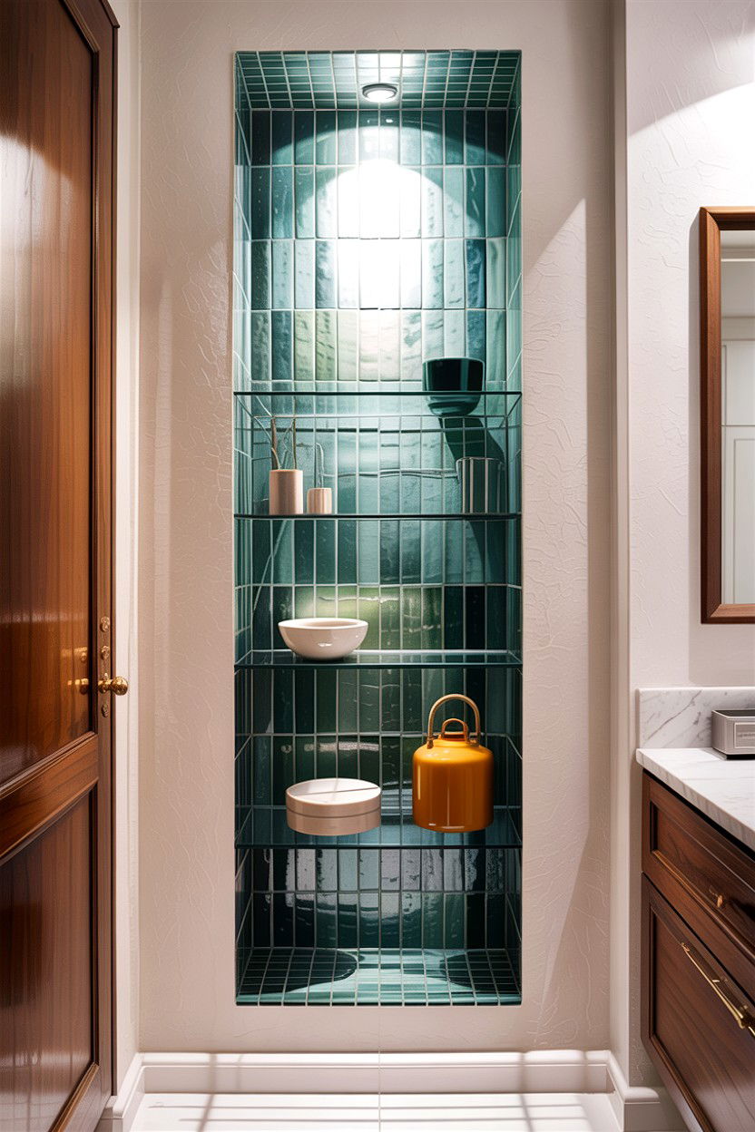 Vertical tile niche - 30 bathroom alcove ideas