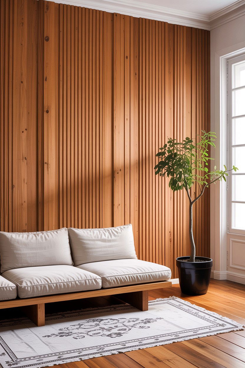 Vertical wood paneling - 30 living room accent wall ideas