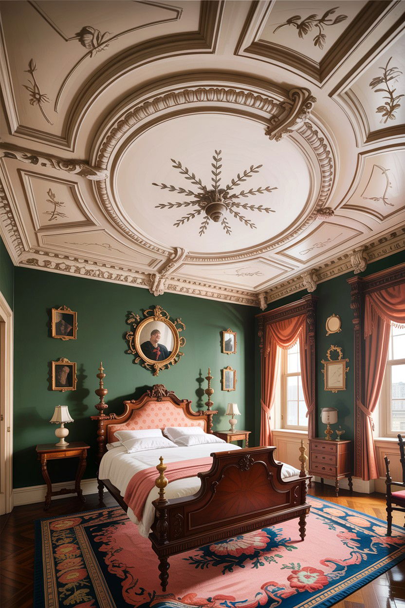 Victorian Style Ornate Ceiling - 30 bedroom coffered ceiling designs