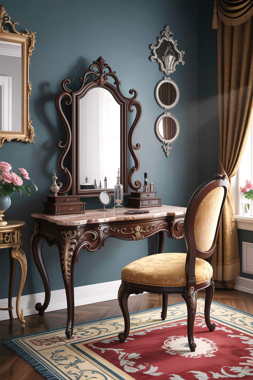 Victorian style vanity table - 30 bedroom vintage vanity ideas