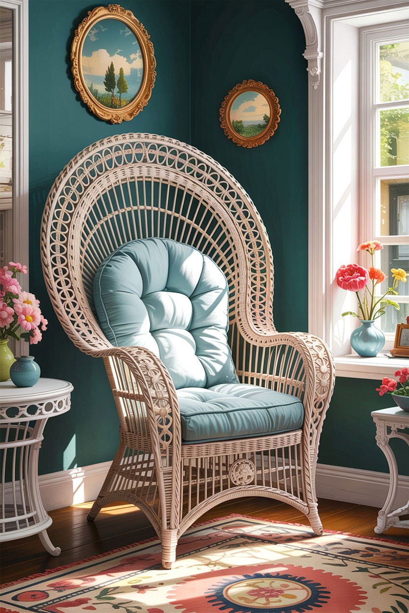 Victorian wicker chair - 30 living room antique furniture ideas