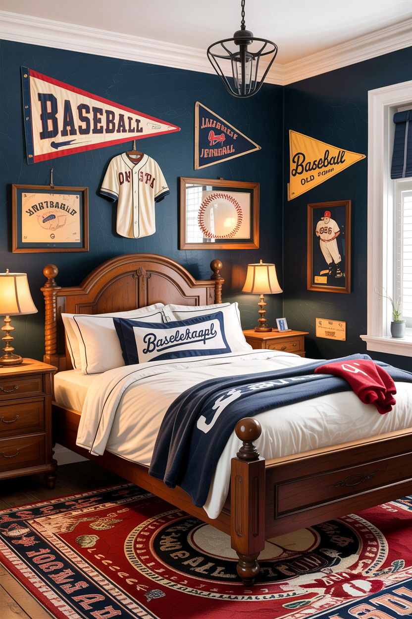 Vintage Baseball Bedroom - 30 baseball bedroom ideas