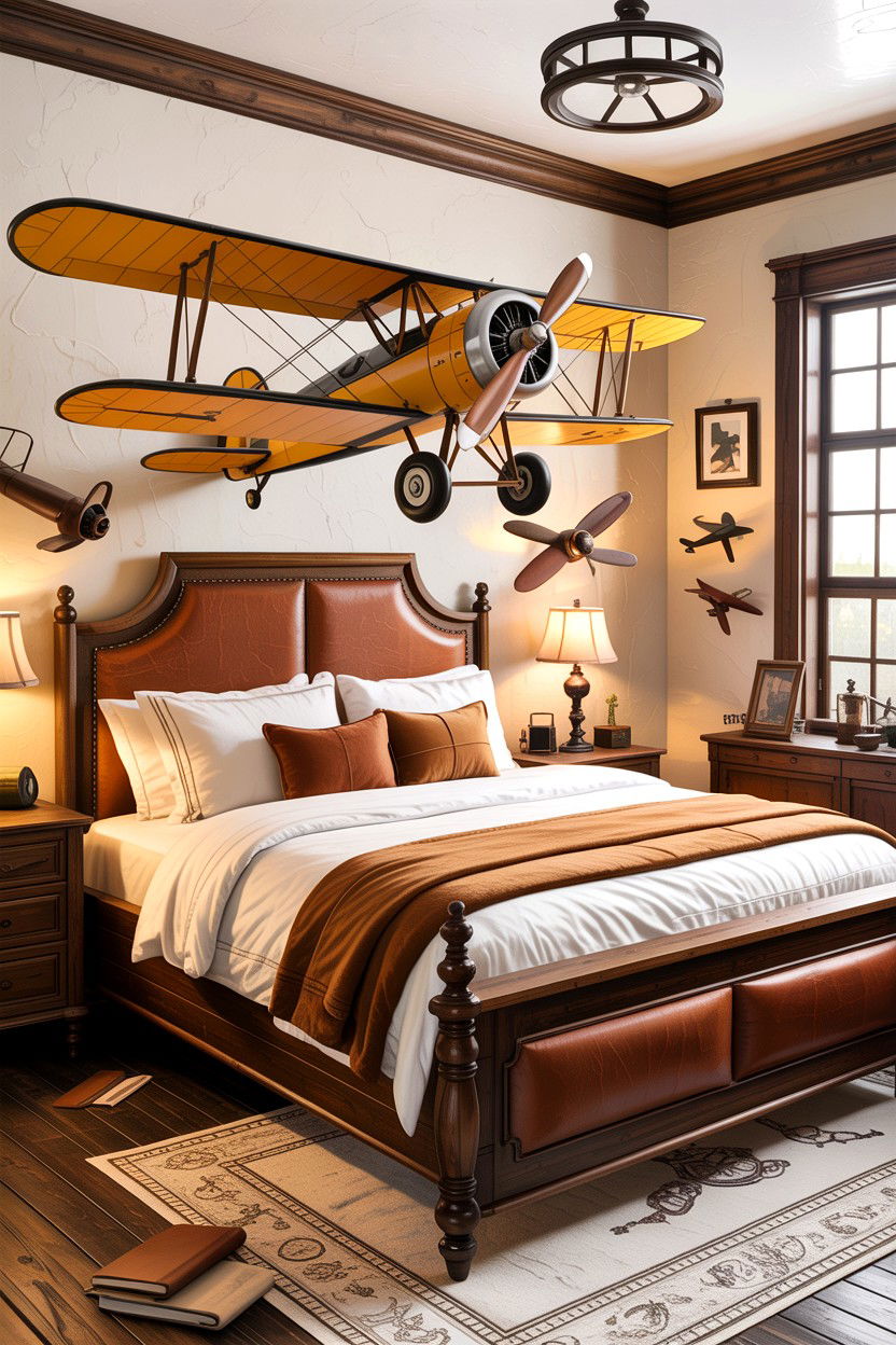 Vintage Biplane Bedroom - 30 airplane bedroom ideas