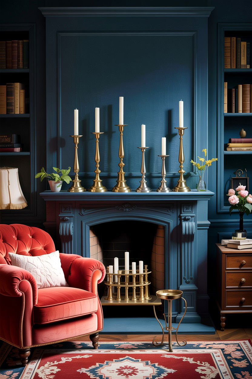 Vintage Brass Candlesticks - 30 dark academia bedroom ideas