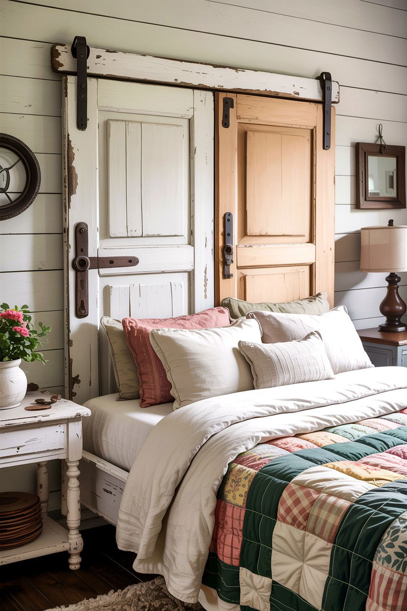 Vintage Door Headboard - 30 bedroom DIY headboard ideas