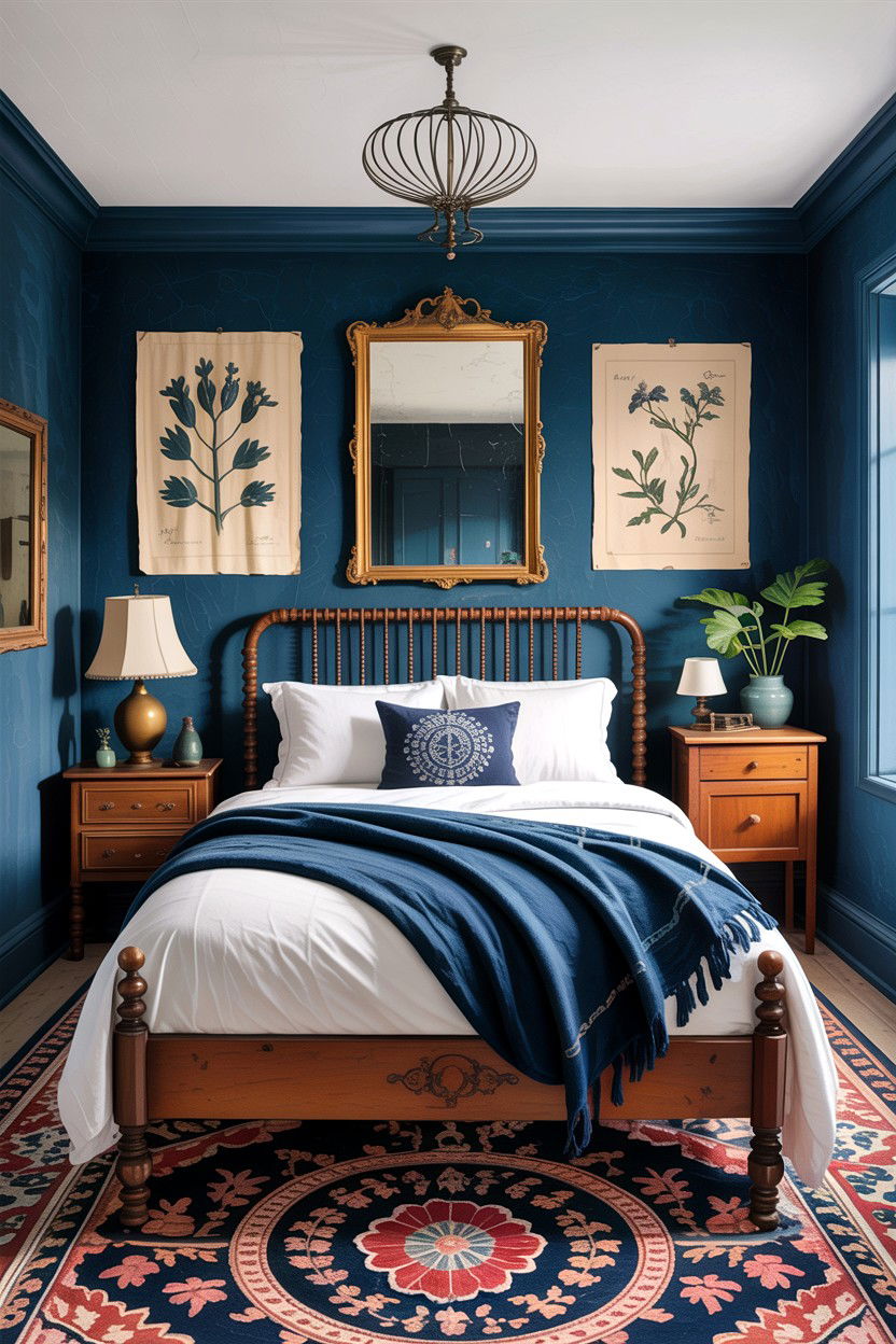 Vintage Indigo Bedroom - 30 indigo bedroom ideas