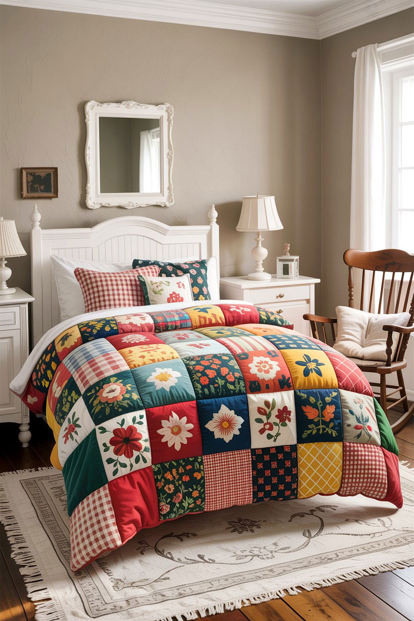 Vintage Patchwork Style Comforter - 30 bedroom comforter sets