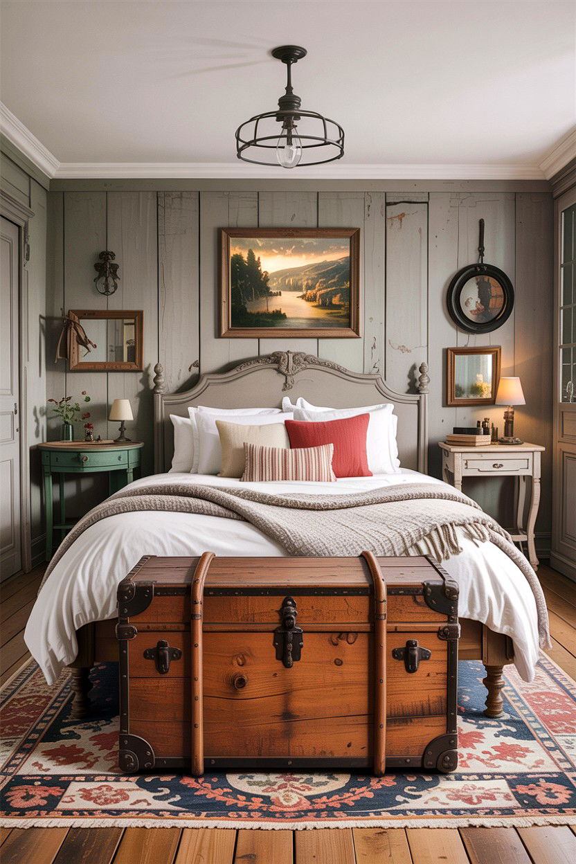 Vintage Storage Trunk - 30 French country bedroom ideas