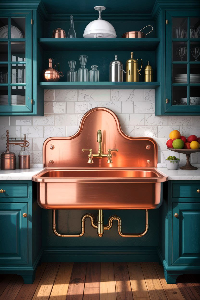 Vintage Style Copper Sink - 30 copper sink ideas