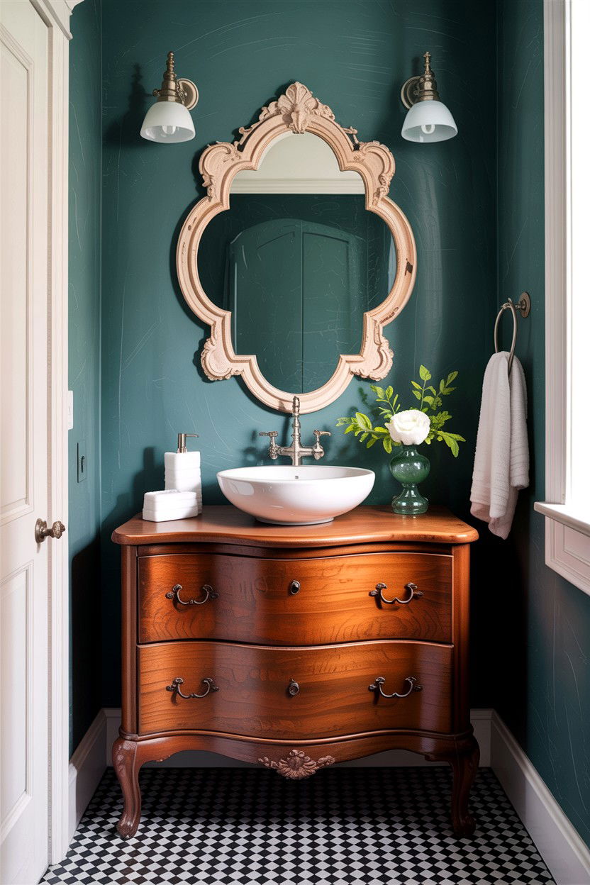 Vintage Style Powder Room - 30 downstairs bathroom ideas