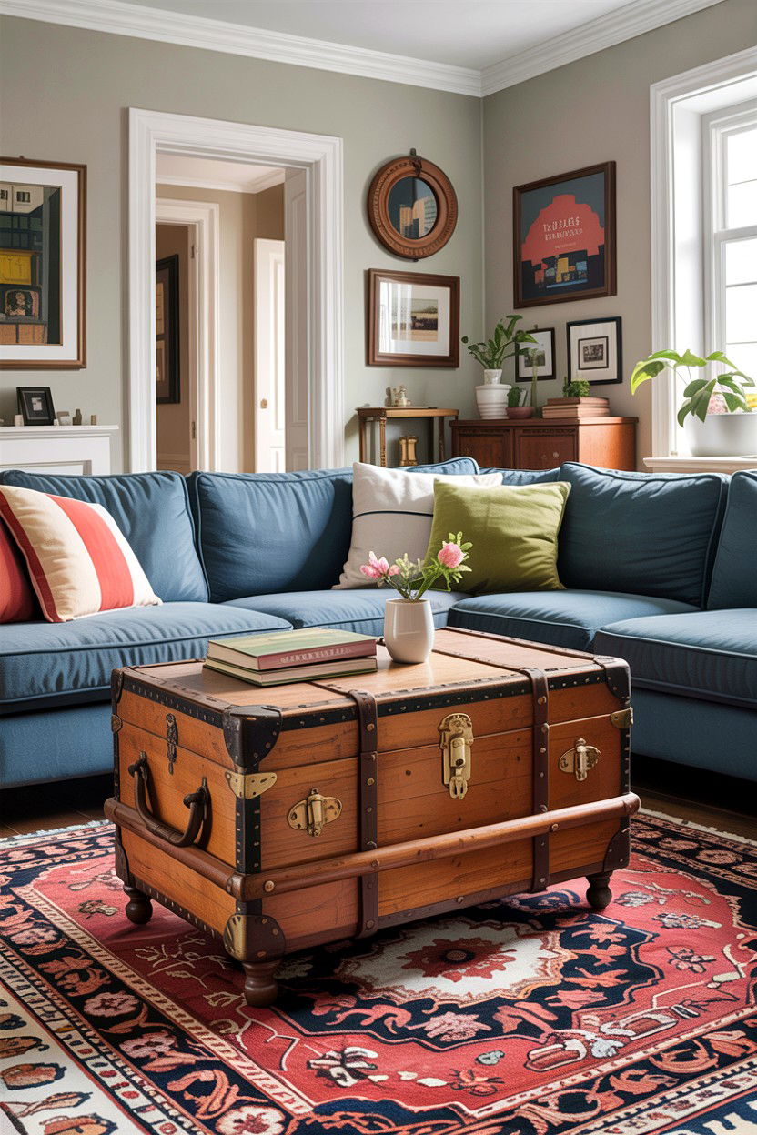 Vintage Trunk Coffee Table - 30 Indian living room ideas
