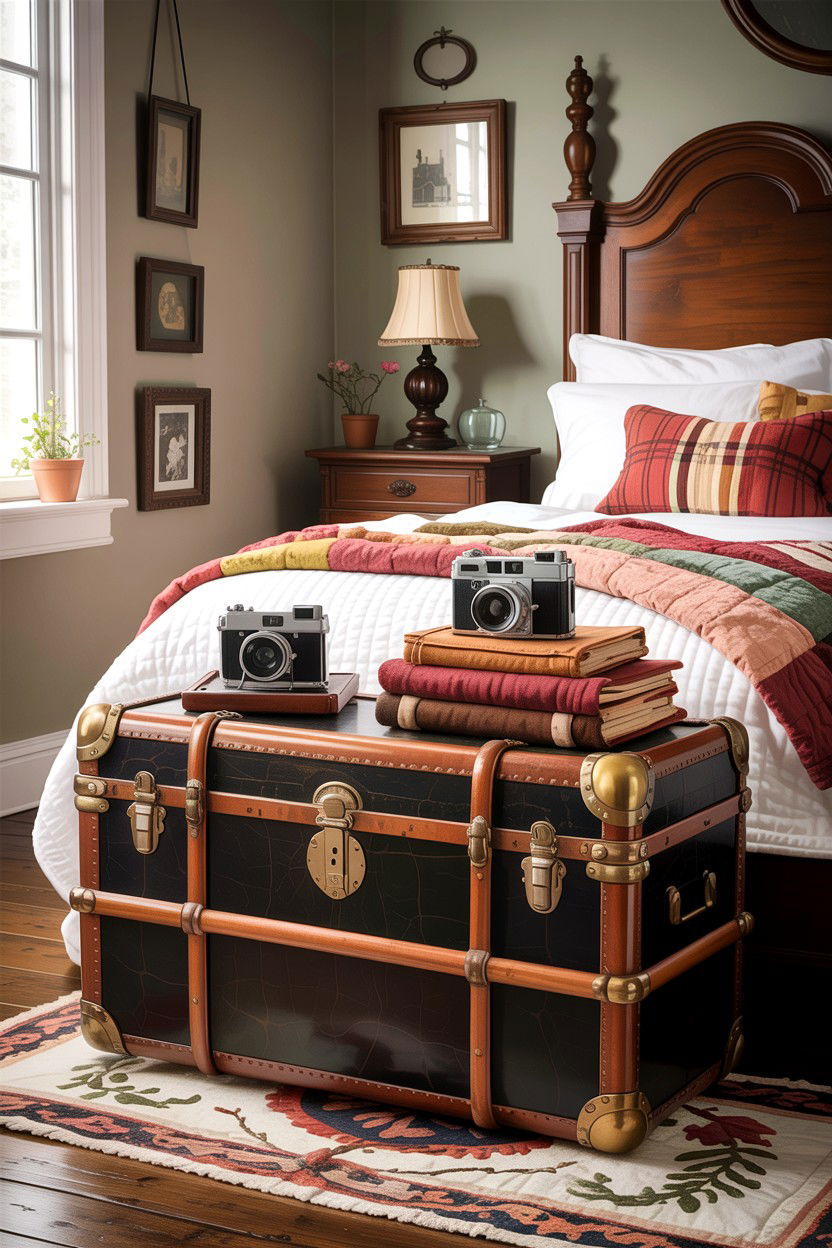 Vintage Trunk Storage - 30 bedroom collection display ideas