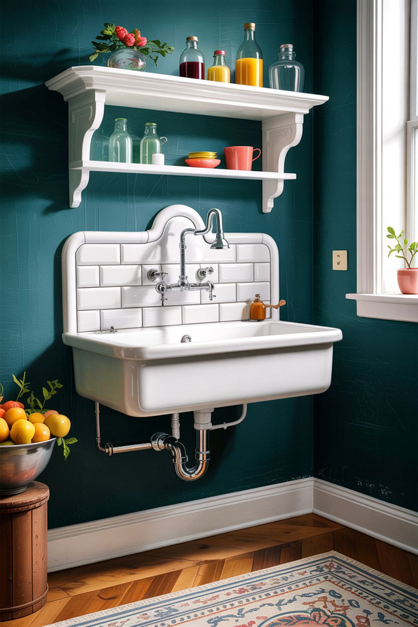Vintage Wall Mount Farmhouse Sink - 30 farmhouse sink bathroom ideas