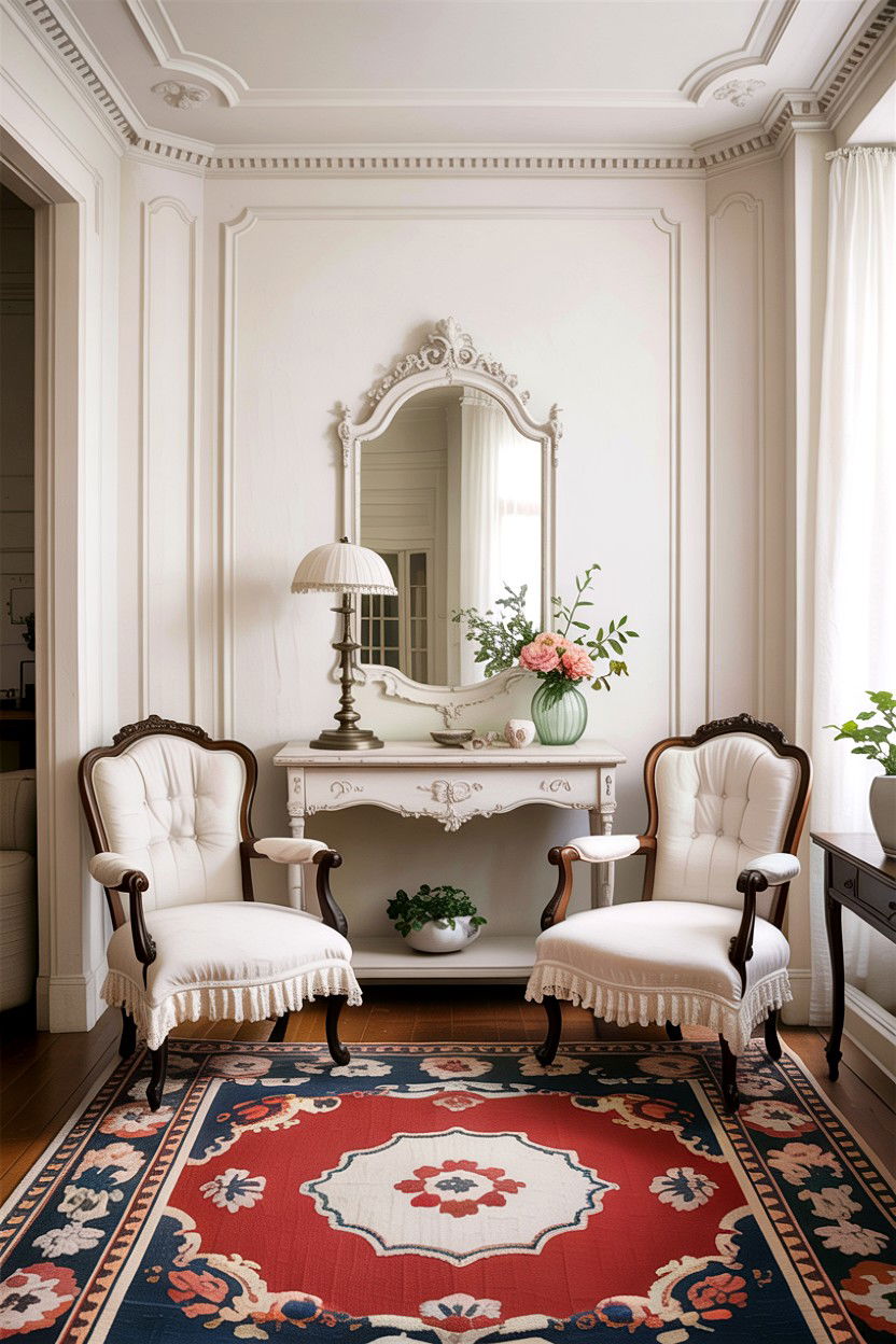 Vintage White Living Room - 30 all white living room ideas