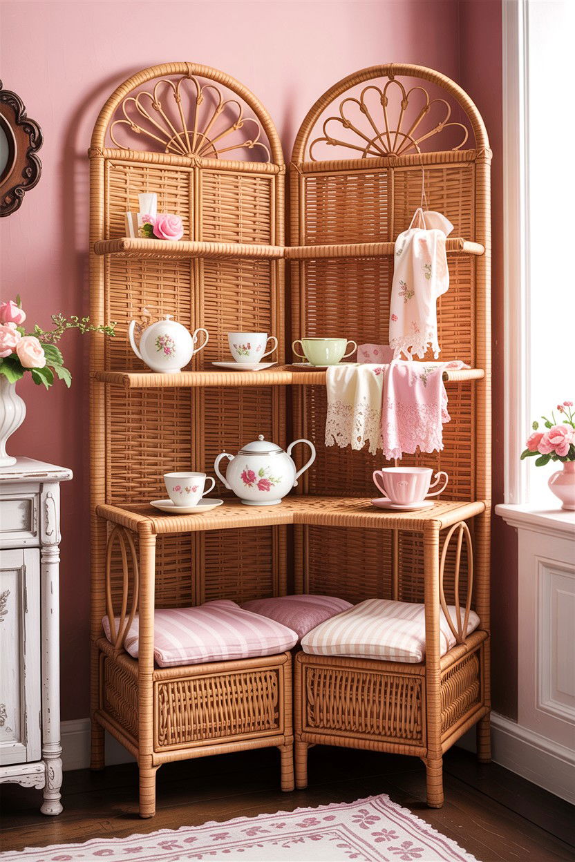 Vintage Wicker Shelf Divider - 30 bedroom shelf dividers