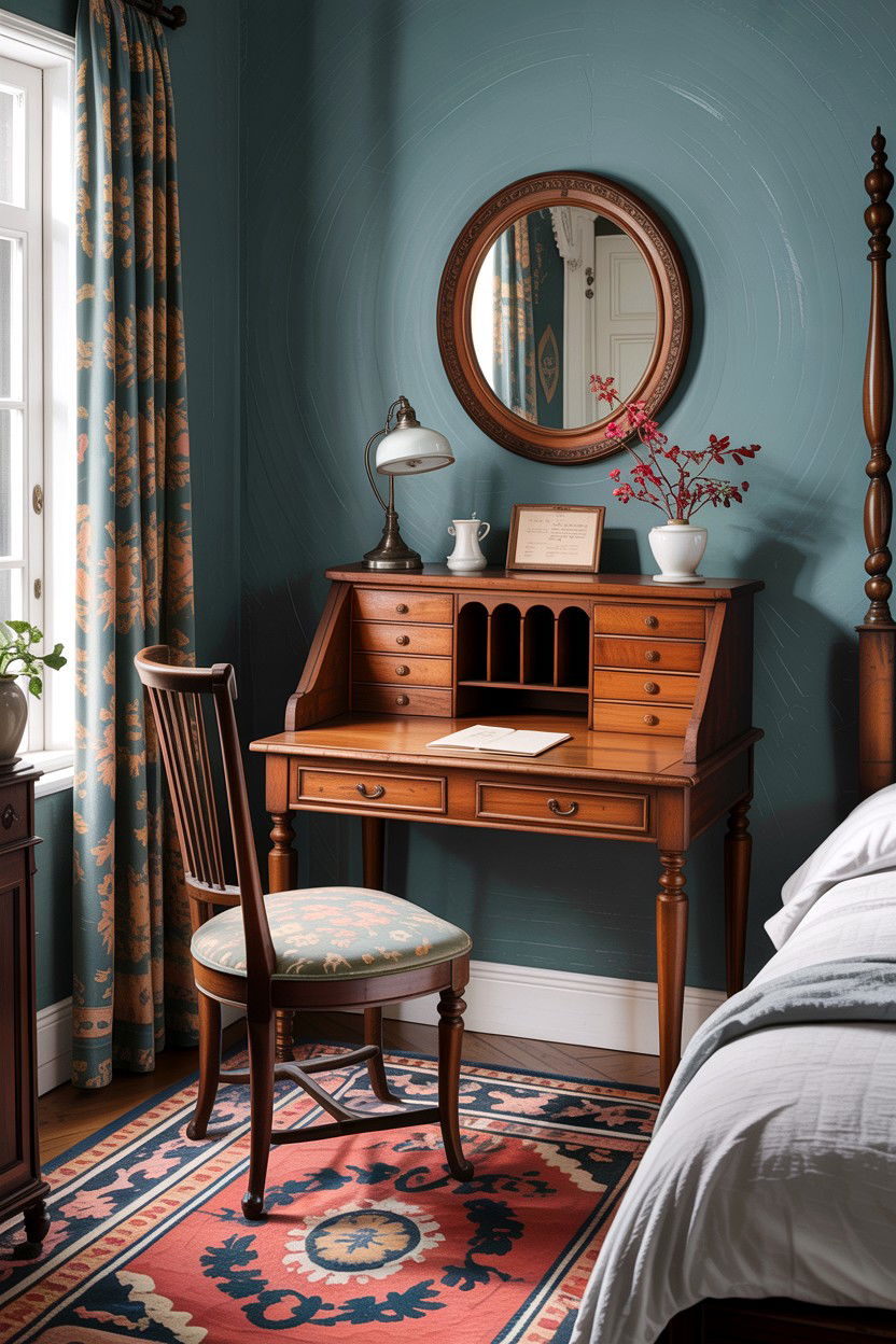 Vintage bedroom desk - 30 bedroom workspace ideas