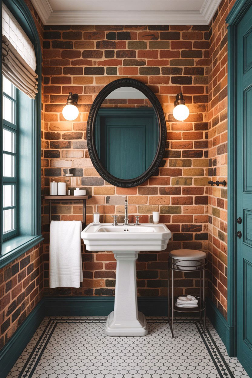 Vintage brick bathroom - 30 exposed brick bathroom ideas