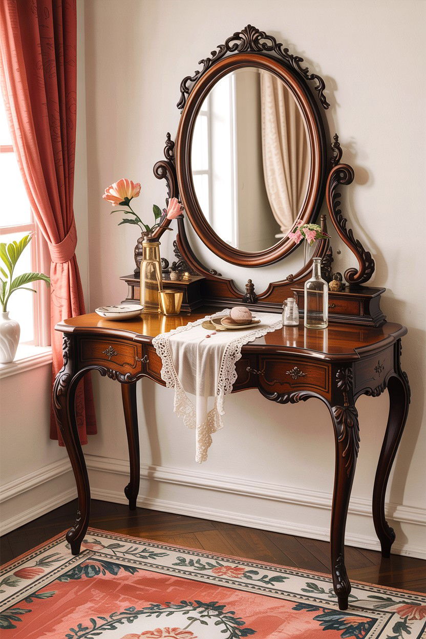 Vintage dressing table - 30 bedroom vanity ideas