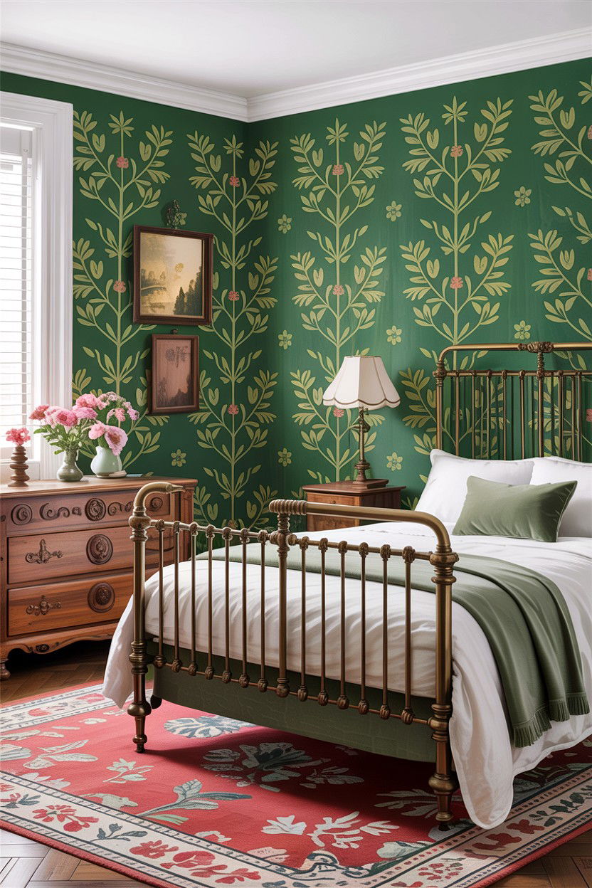 Vintage green bedroom - 30 rustic green bedroom ideas