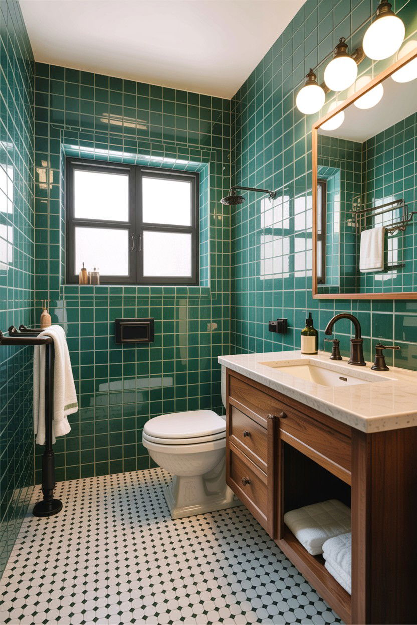 Vintage green tile bathroom - 30 green bathroom ideas