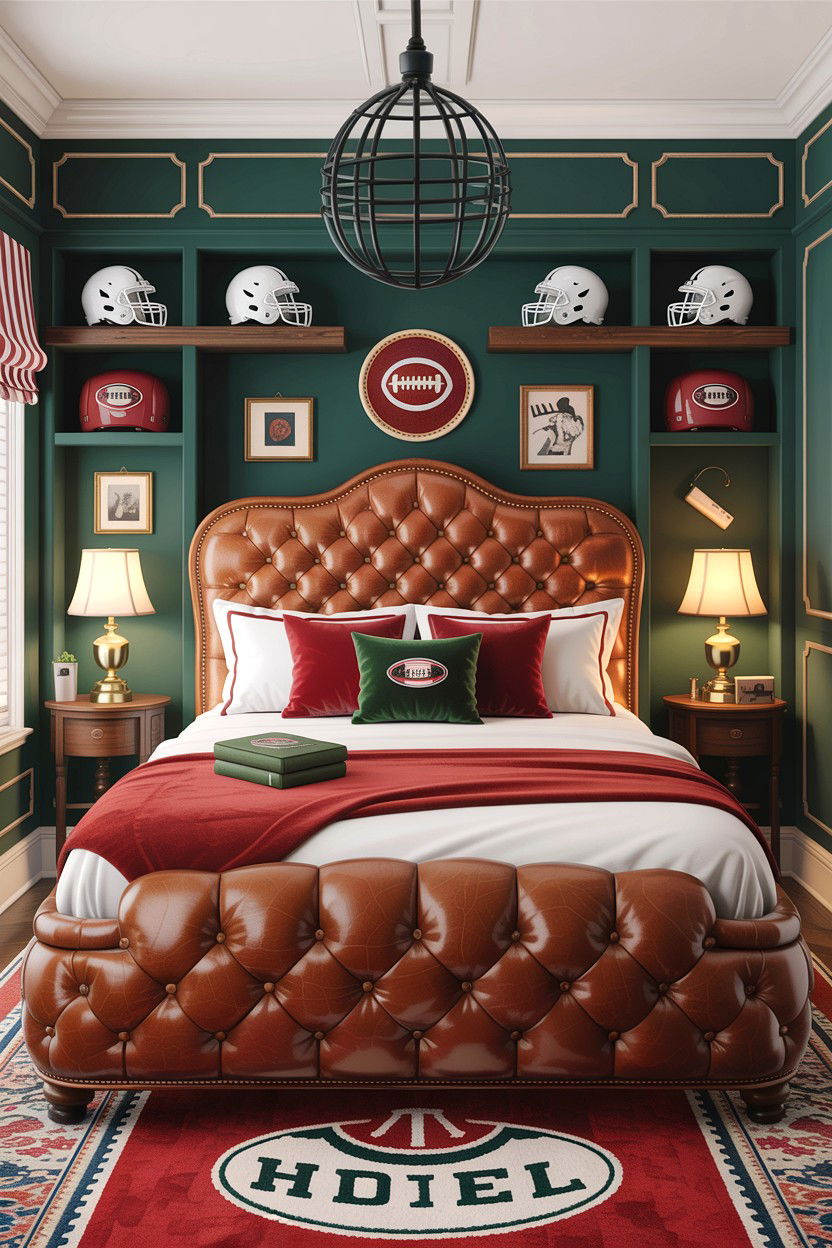 Vintage leather football theme - 30 football bedroom ideas