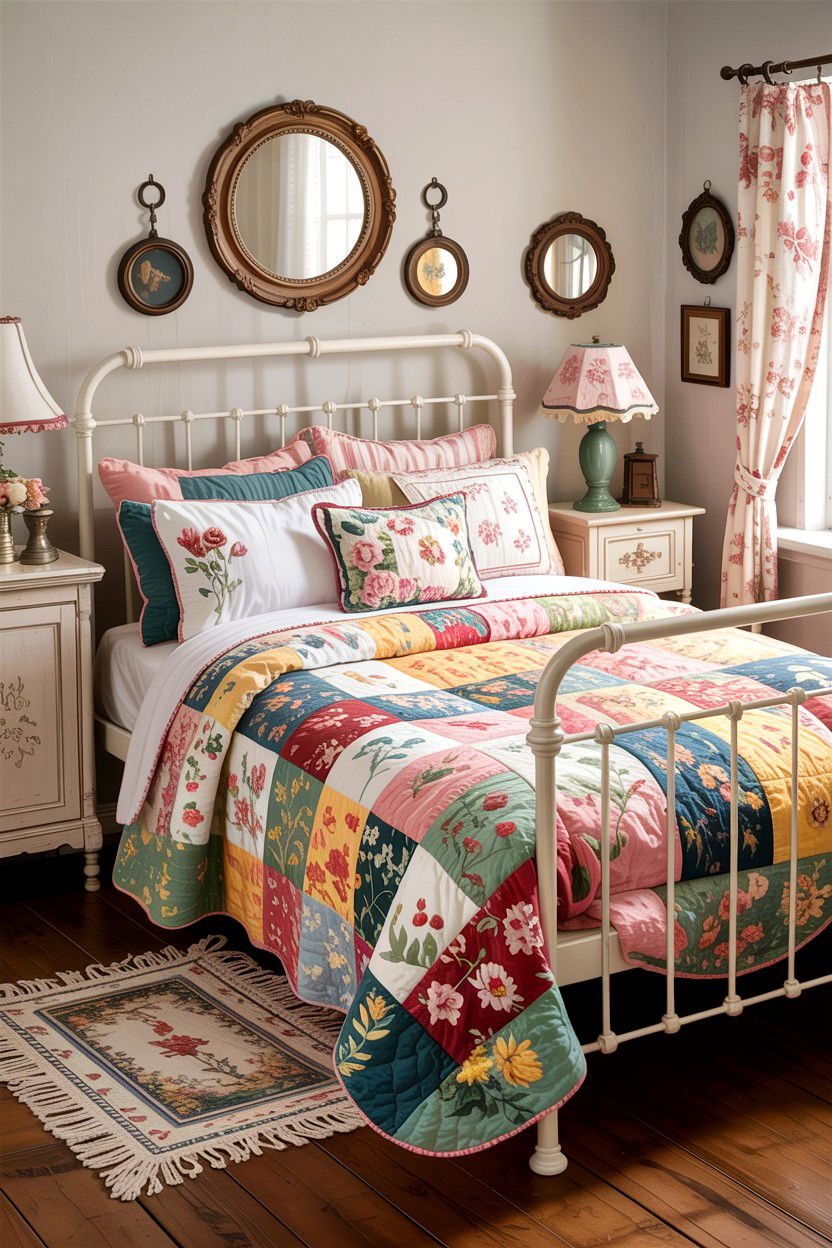 Vintage patchwork bedding set - 30 bedroom bedding sets