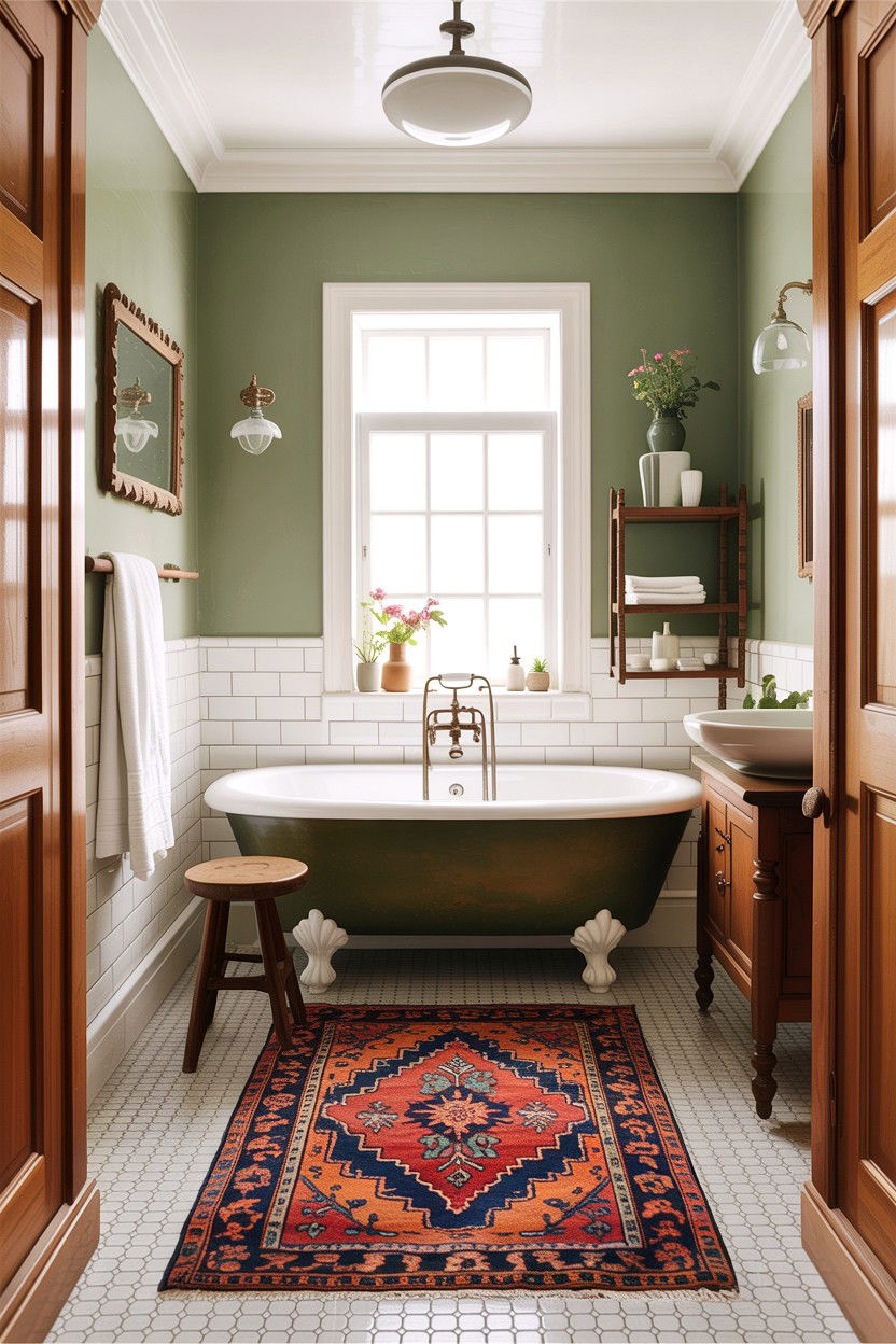 Vintage rug - 30 antique bathroom ideas