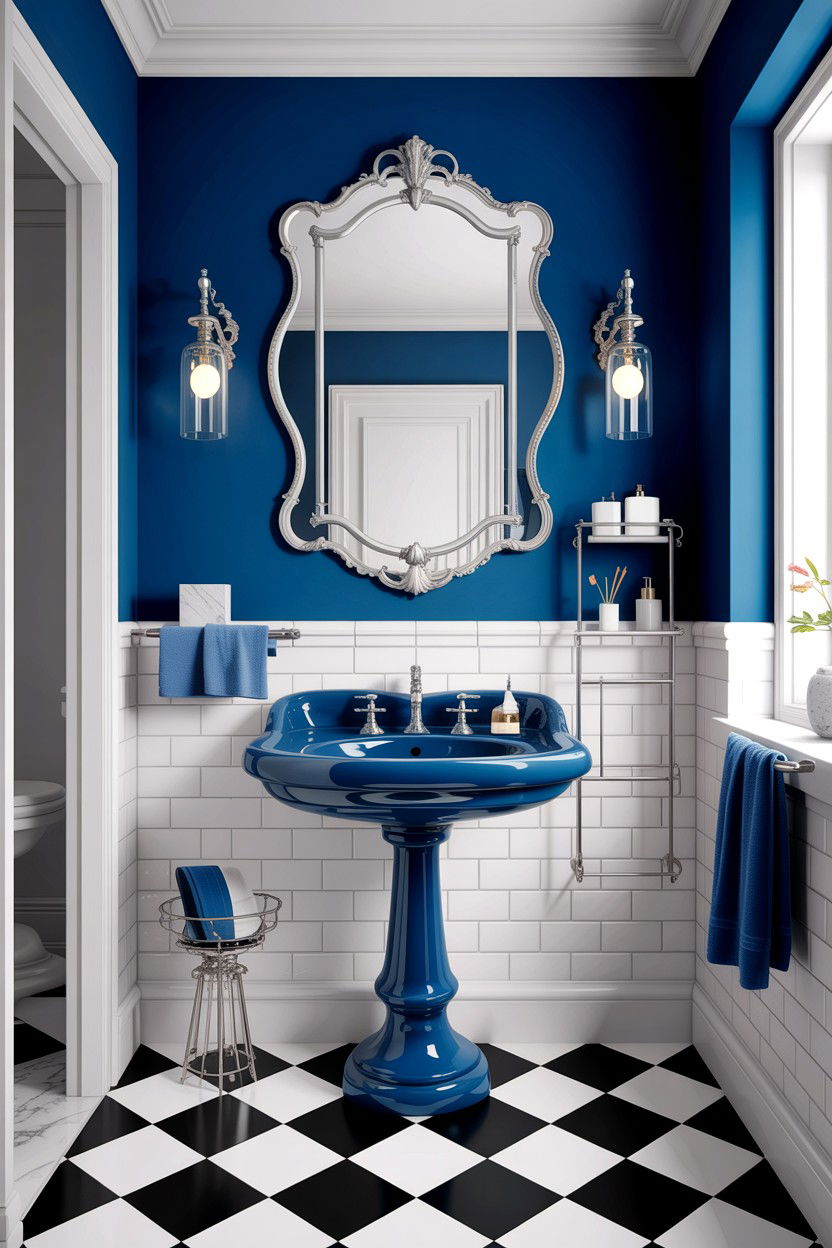 Vintage sapphire blue bathroom - 30 jewel tone bathroom ideas