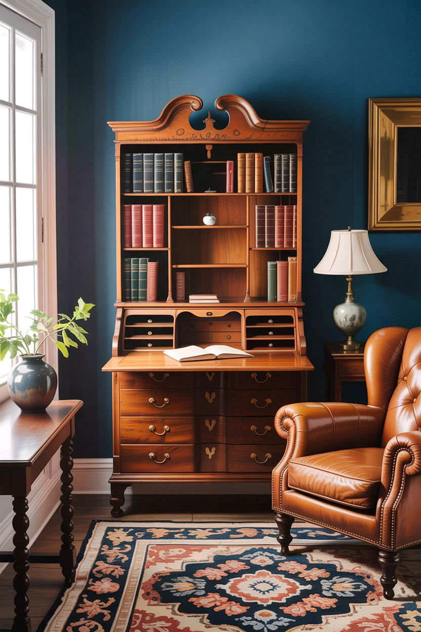 Vintage secretary desk - 30 living room antique furniture ideas