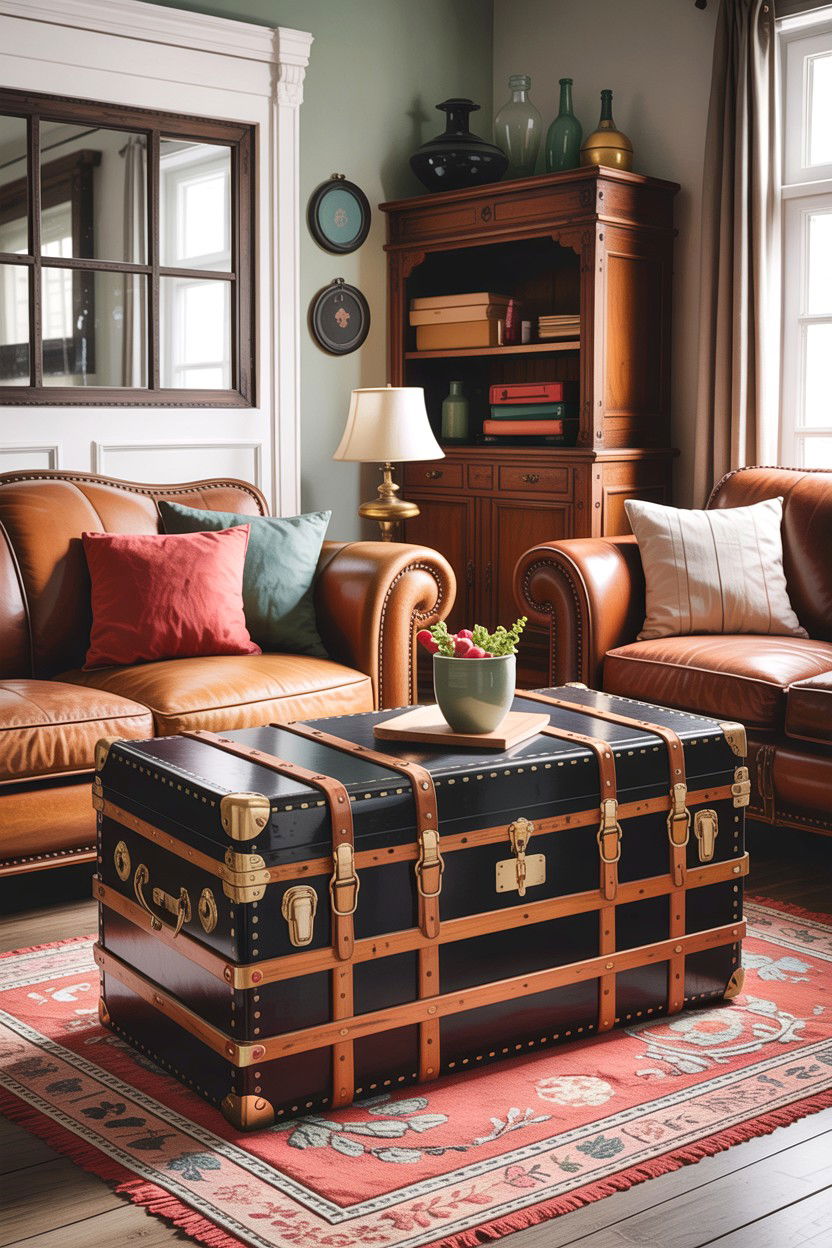 Vintage storage trunk - 30 handcrafted living room ideas