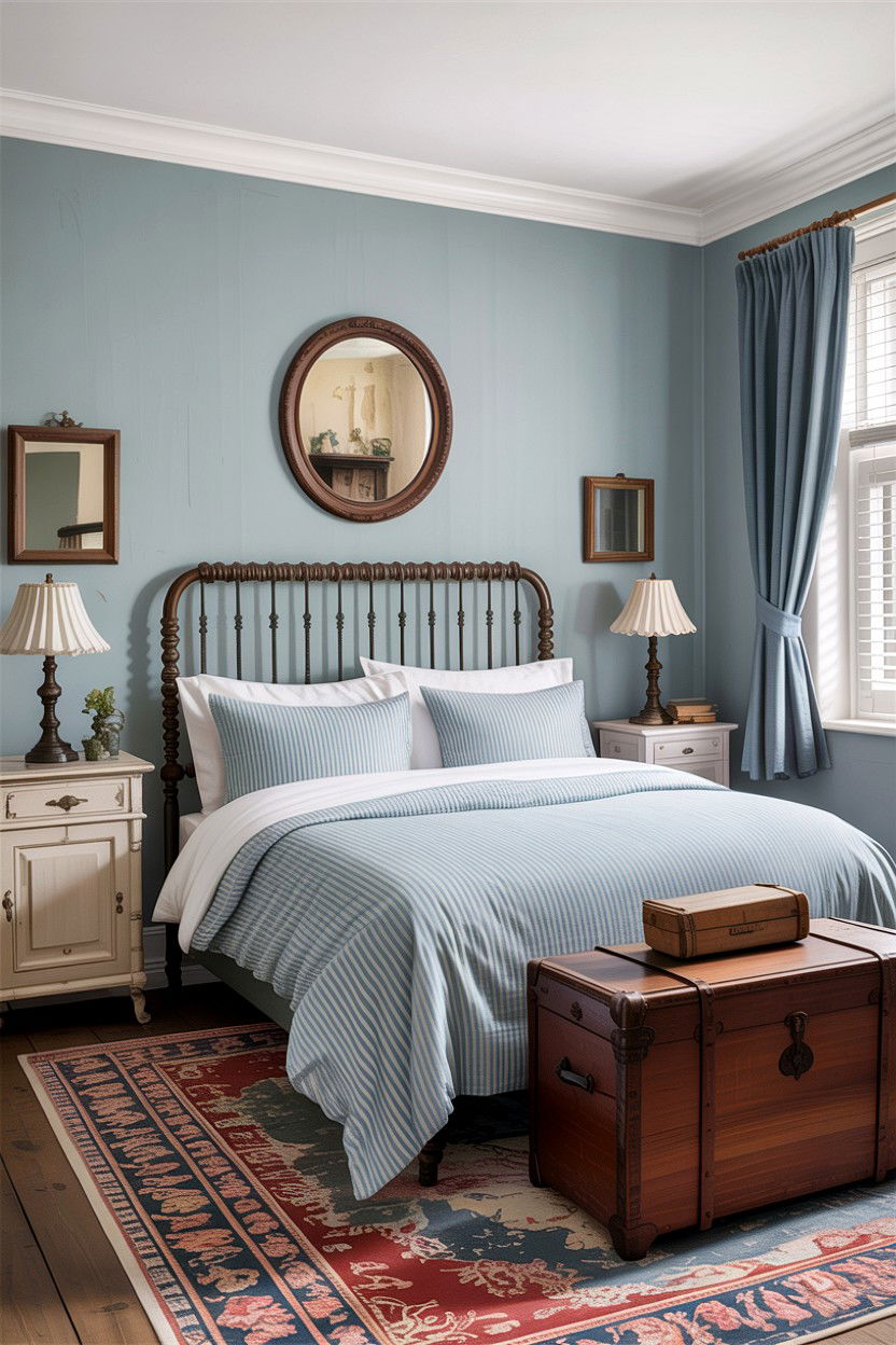 Vintage striped bedding - 30 bedroom striped bedding ideas