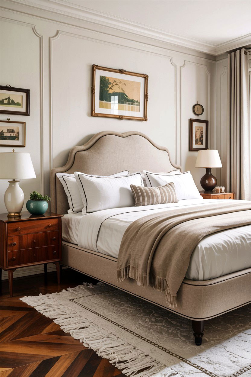 Vintage style linen headboard - 30 bedroom linen headboards