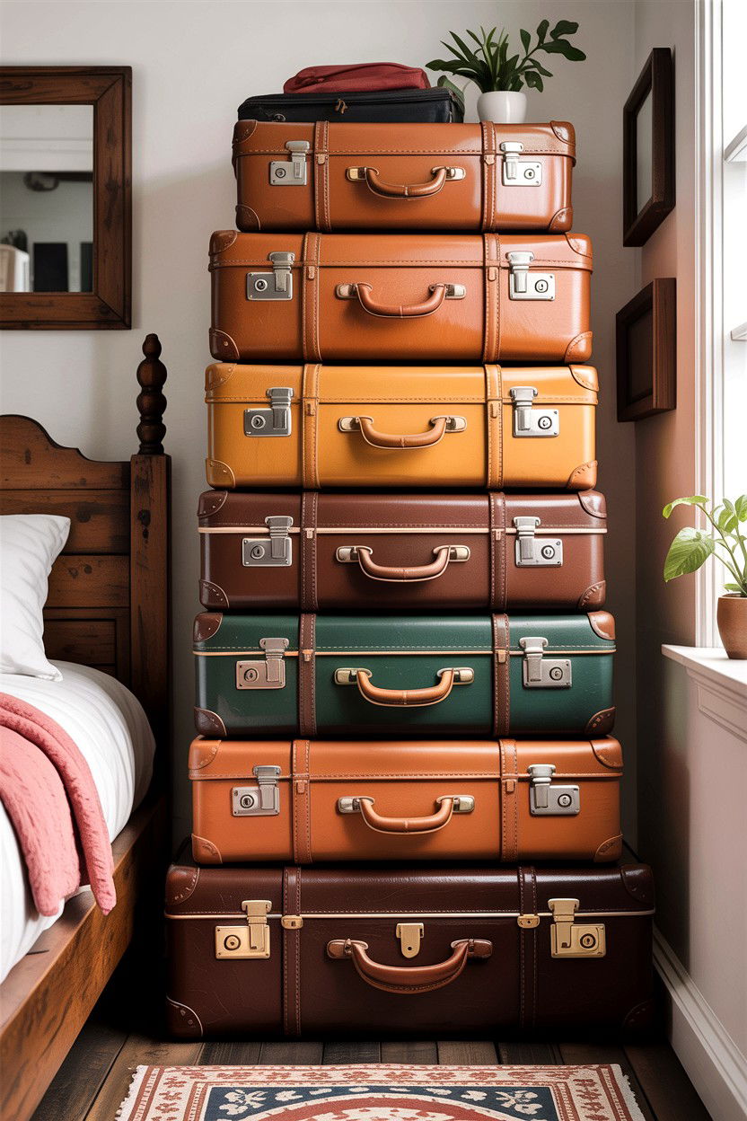 Vintage suitcase storage - 30 bedroom under bed storage ideas