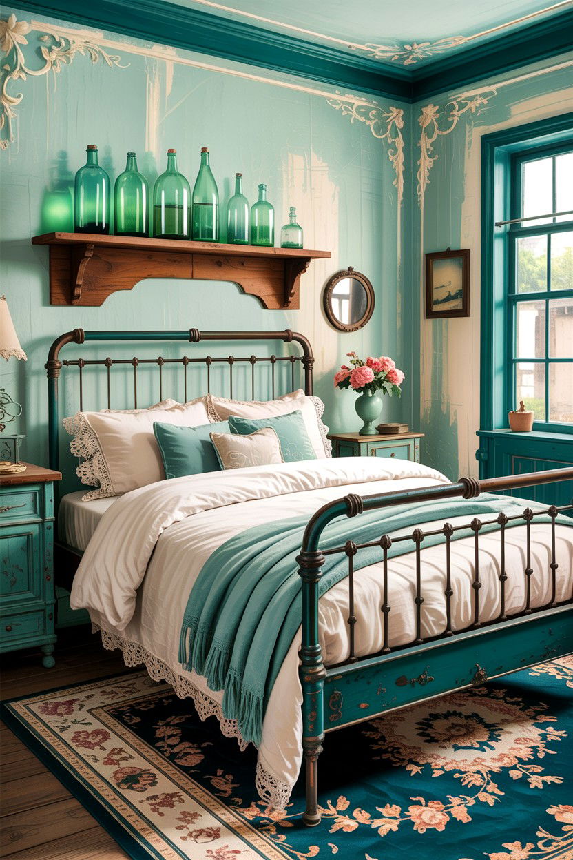 Vintage teal rustic bedroom - 30 rustic teal bedroom ideas