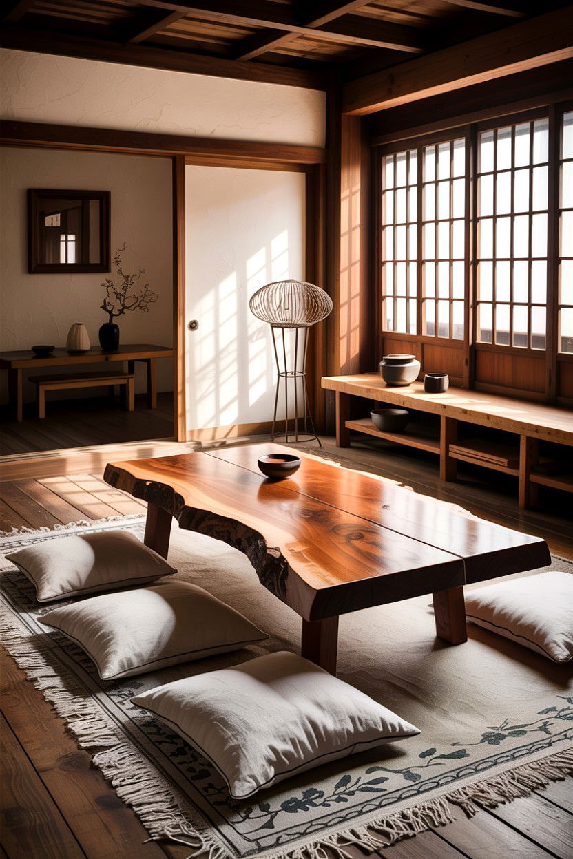 Wabi Sabi Dining Set - 30 living room Japanese furniture ideas