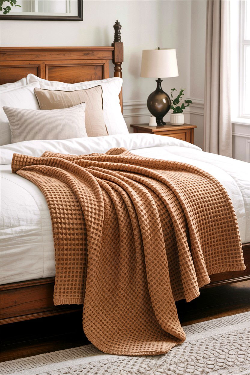 Waffle Knit Blanket - 30 bedroom bedding ideas