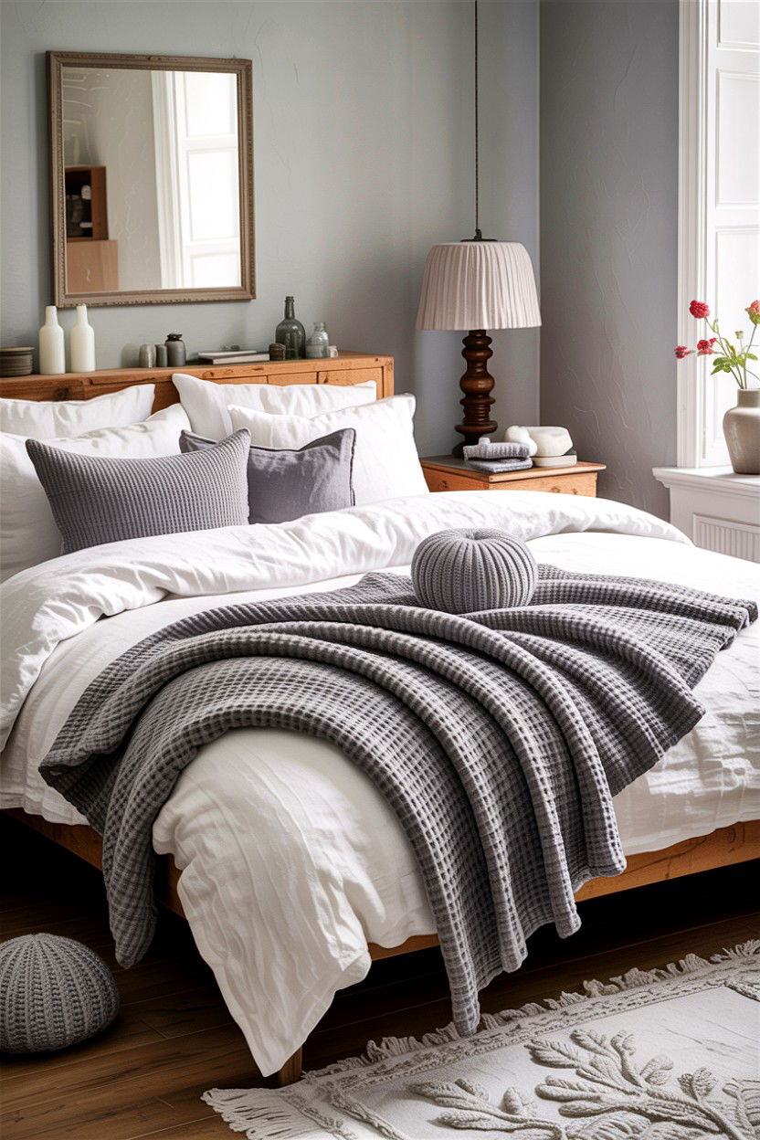 Waffle Weave Linen Throw - 30 bedroom linen bedding ideas