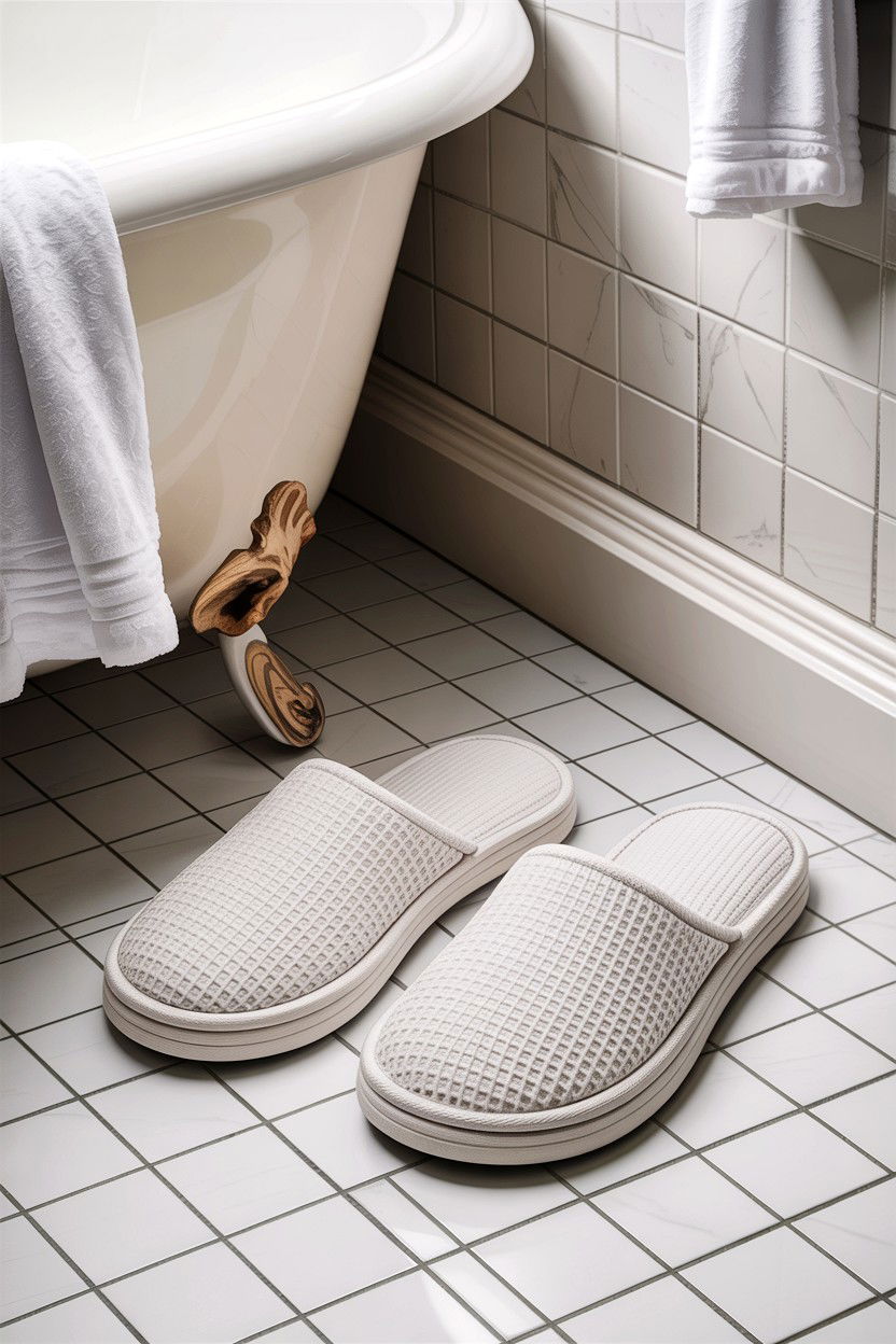 Waffle Weave Slippers - 30 guest bathroom essentials