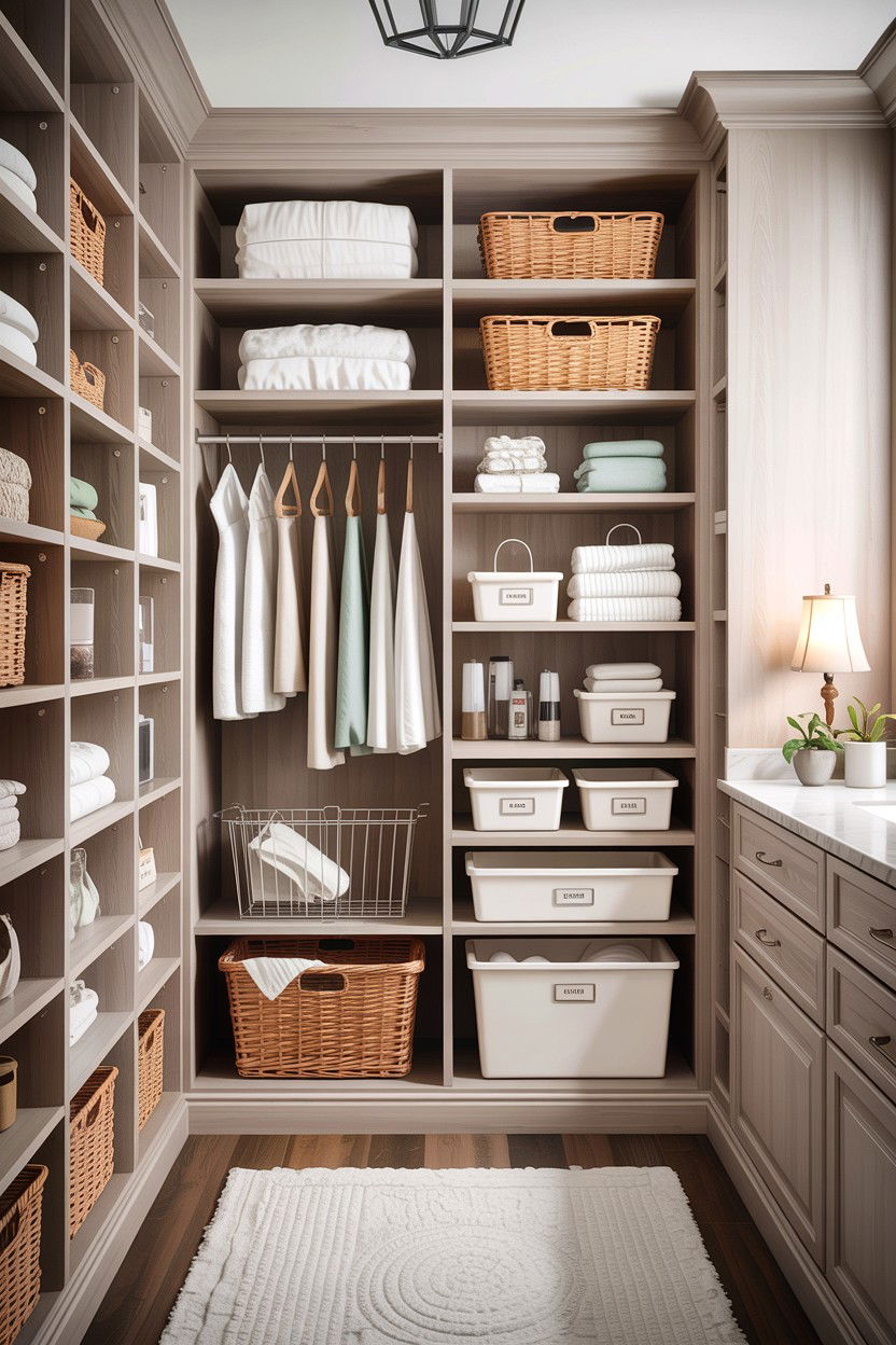 Walk In Linen Closet - 30 bathroom built-in storage ideas