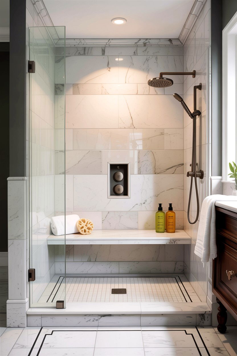 Walk In Shower Bench - 30 custom home bathroom ideas