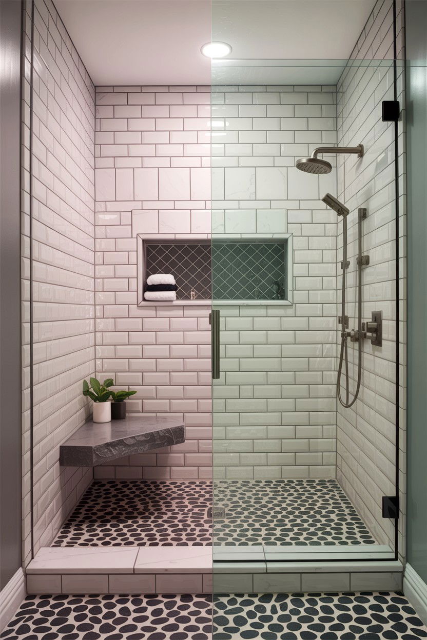 Walk in shower gray white - 30 gray and white bathroom ideas