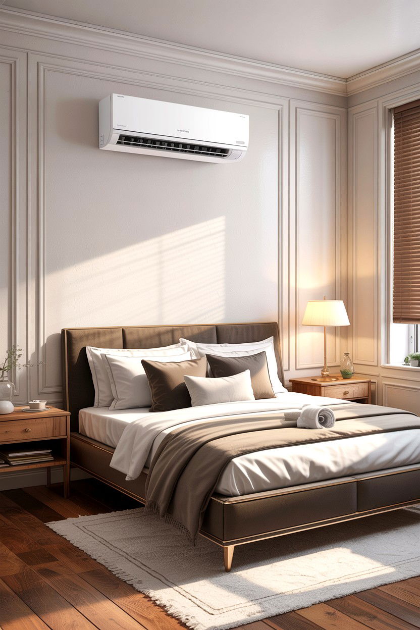 Wall Mounted Air Conditioner - 30 bedroom temperature control ideas