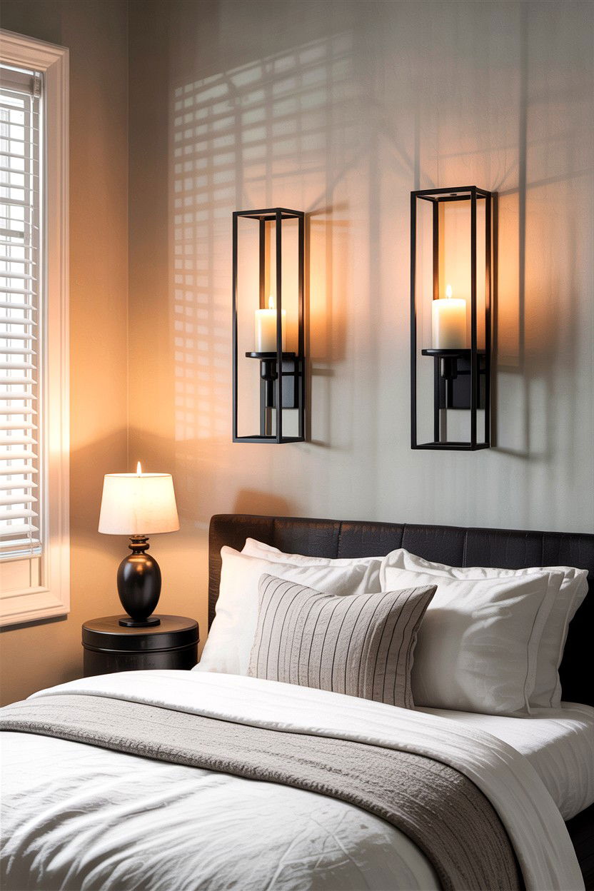 Wall Mounted Candle Sconce - 30 bedroom candle ideas