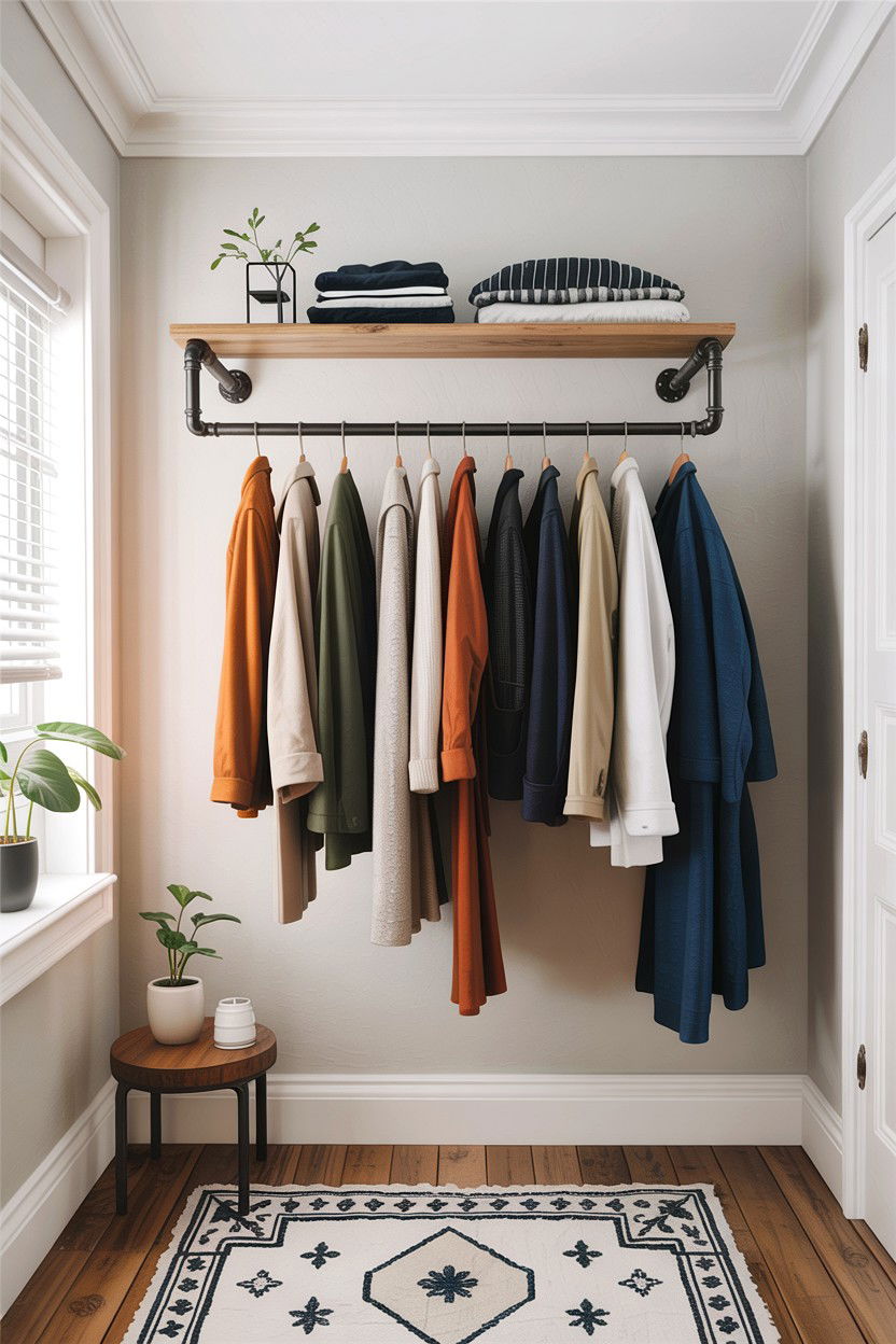 Wall Mounted Clothes Rack - 30 bedroom space saving ideas