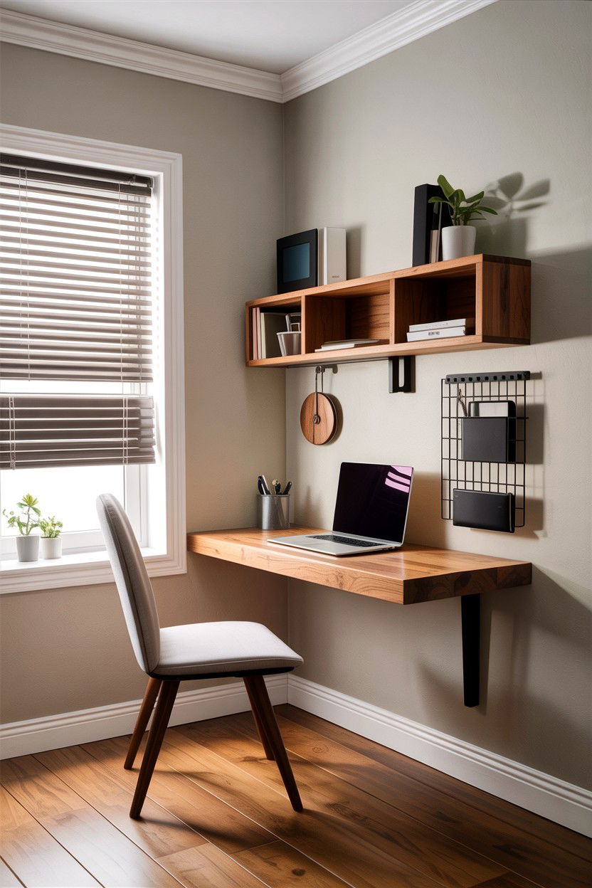 Wall Mounted Desk - 30 bedroom corner ideas