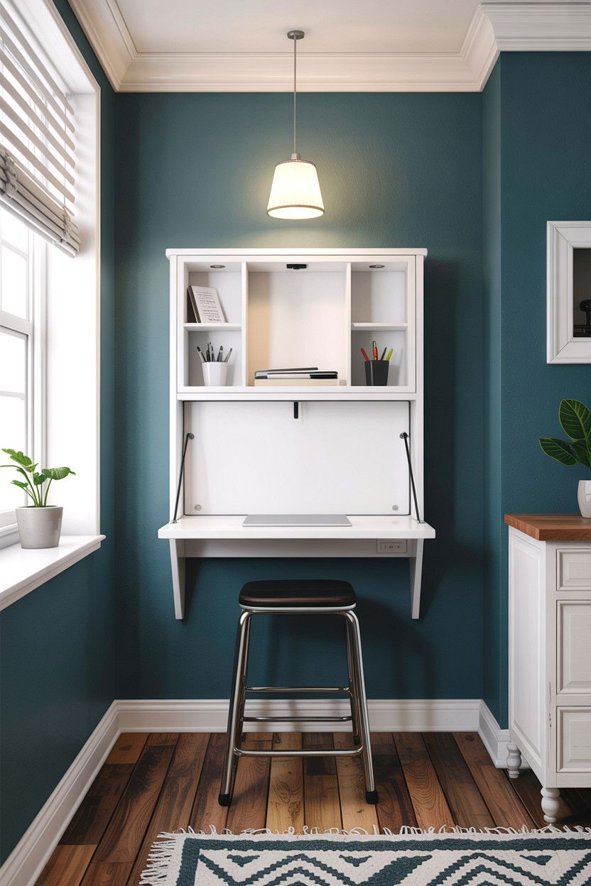 Wall Mounted Folding Desk - 30 bedroom compact furniture ideas