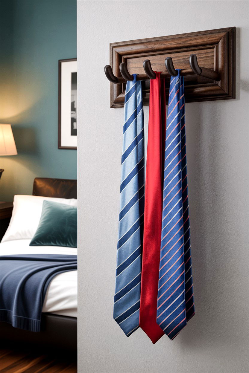 Wall Mounted Tie Rack - 30 bedroom tie storage ideas