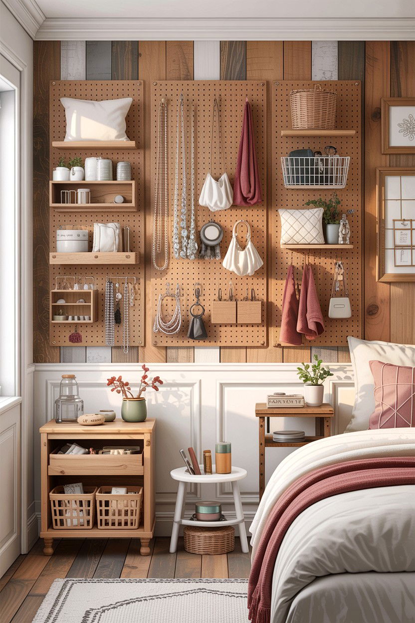 Wall Pegboard - 30 bedroom storage containers