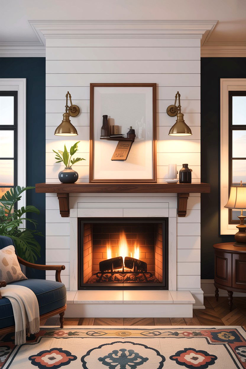 Wall Sconces On Fireplace - 30 living room fireplace mantel ideas