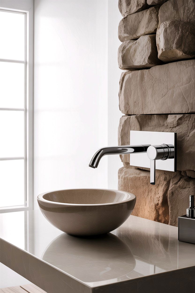 Wall mounted bathroom faucet - 30 Japanese bathroom ideas